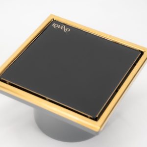 مخرج تصريف أرضي من الفولاذ المقاوم للصدأ عمودي - زجاج ذهبي